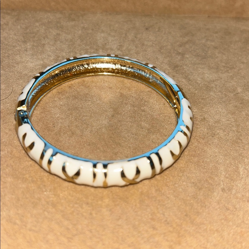 Gold and Cream Bangle Bracelet